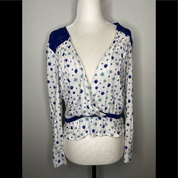 Free People Where We Roam Wrap Blouse bohemian - Picture 2 of 10